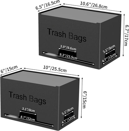 STWWO Large Trash Bag Holder Dispenser, Metal Garbage Bag Dispenser Roll Holder, Kitchen Trash Storage Organizer for Under Sink, Wall Mounted or Freestanding, Black