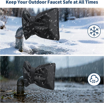 Outdoor Faucet Covers for Winter Freeze Protection,6.7" W x 8.3" H Outside Garden Faucet Socks for Winter Waterproof Reusable Hose Bibs Insulated Spigot Cover, 6 Pack Black