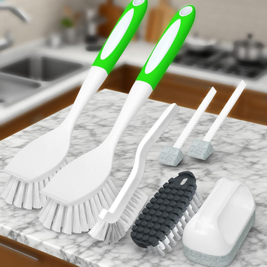 7 Pack Kitchen Scrub Brushes for Cleaning, Dish Cleaning Brush, Cleaning Brushes for Household use for Cleaning for Dish, Pot, Pan, Kitchen Sink,Green