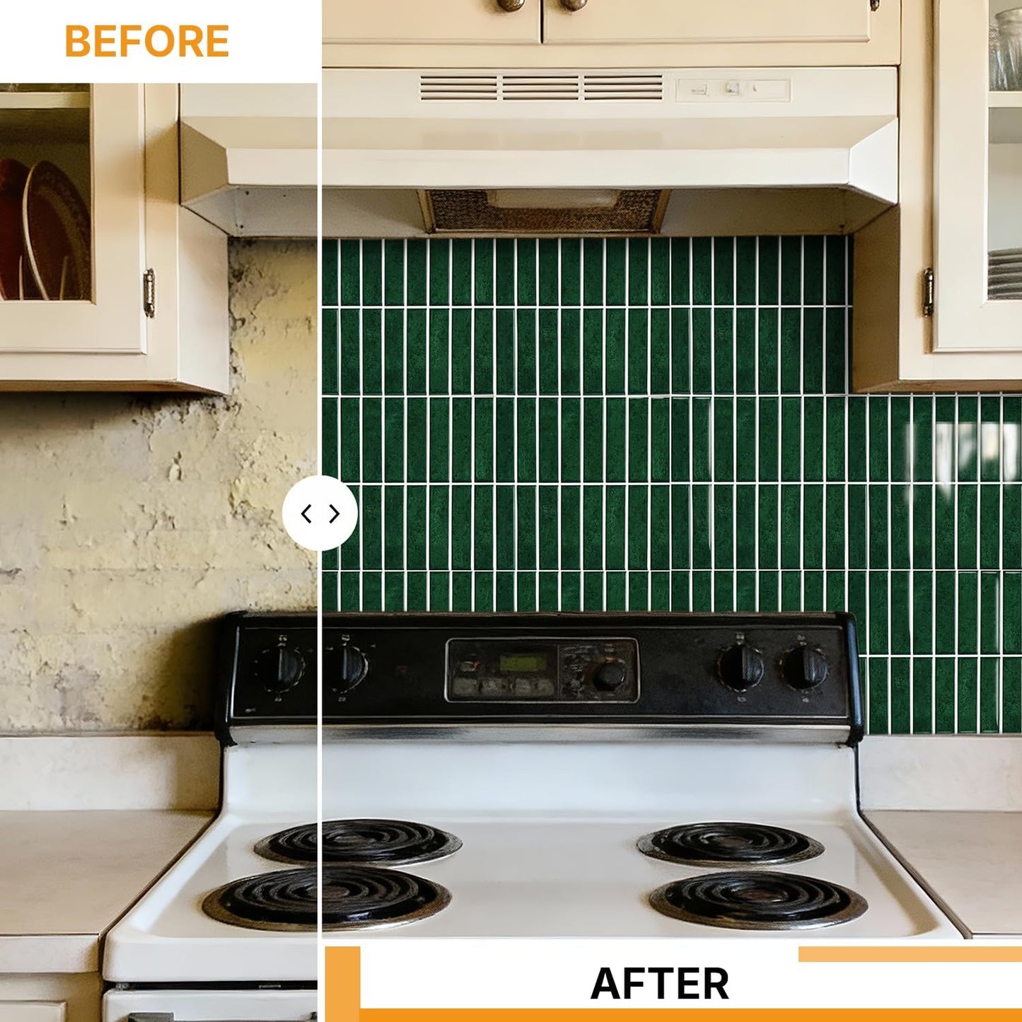 Peel and Stick Backsplash Tiles for Kitchen Bathroom - 10 Sheets 11.61" x 11.61" 3D Self Adhesive Wall Tiles Waterproof Hard PVC Ceramic Tile Easy DIY Installation Green