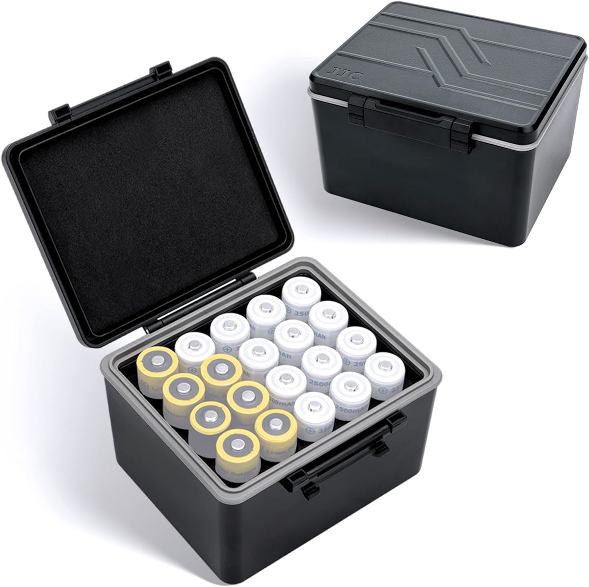 JJC 44 Slots AAA Triple A Battery Case Holder with Removable Battery Tester, Water-Resistant & Shockproof AAA Battery Storage Box Organizer