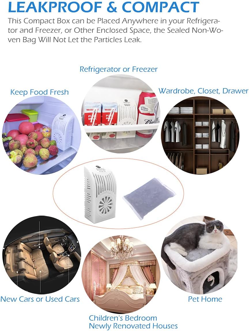 [2-Pack x 200g] Charcoal Bags with Plastic Box, Activated Carbon Bamboo Charcoal Air Purifying Bag for Refrigerator, Wardrobe, Closet, Shoebox, Drawer, Pet Home, Storage Room