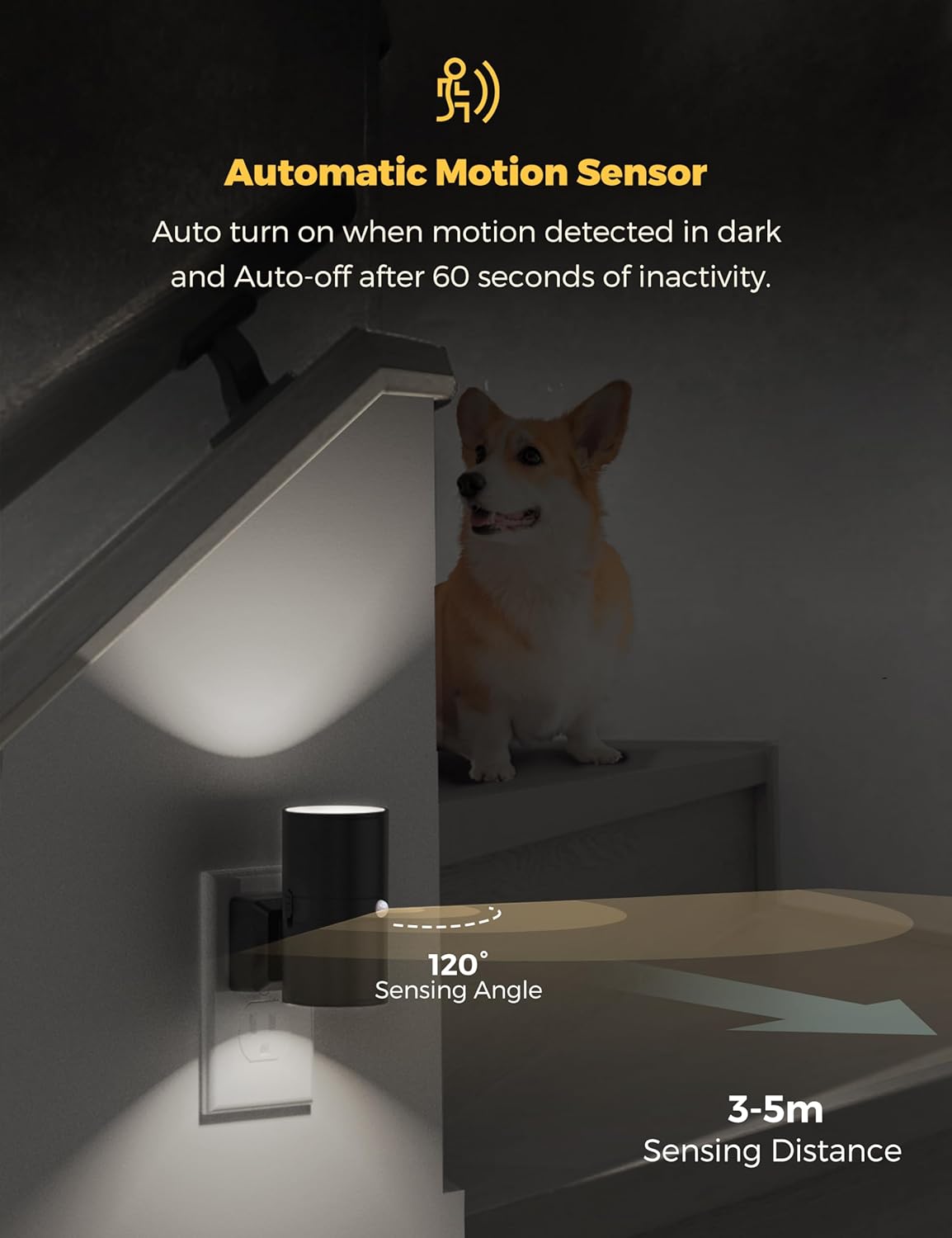 L LOHAS LED Motion Sensor Night Light, Dimmable Night Lights Plug into Wall, Plug in Nightlight, Motion Sensor Light Indoor for Bathroom Hallway Bedroom Stairs Kids Elderly [3000K,2 Pack]