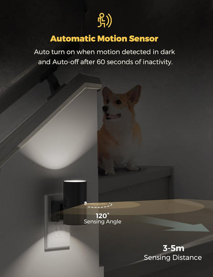 L LOHAS LED Motion Sensor Night Light, Dimmable Night Lights Plug into Wall, Plug in Nightlight, Motion Sensor Light Indoor for Bathroom Hallway Bedroom Stairs Kids Elderly [3000K,2 Pack]