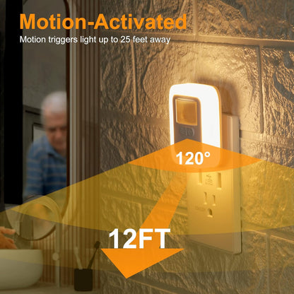 Yelko Night Light Plug In, 200LM Super Bright Nightlihts Plugin, Dimmable LED Night Light with 10 Brightness Levels Adjustable, Soft Warm White Motion Sensor Lights for Corridor, Stair, Gargae,hallway