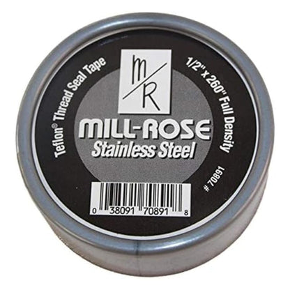 1/2" x 260" Stainless Steel PTFE Thread Seal Tape – 3-Wrap Teflon Plumber’s Tape with Nickel Powder – High-Density Thread Sealing Tape for Stainless Steel Pipe Fittings, Gas, Water, Oil & Air Lines