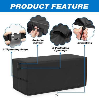Kingling Deck Box Cover, Outdoor Storage Box Cover for Keter 30 Gallon Deck Box Waterproof Outside Patio Storage Bench Deck Boxes Covers Black (23" L x 18" W x 22" H inch)