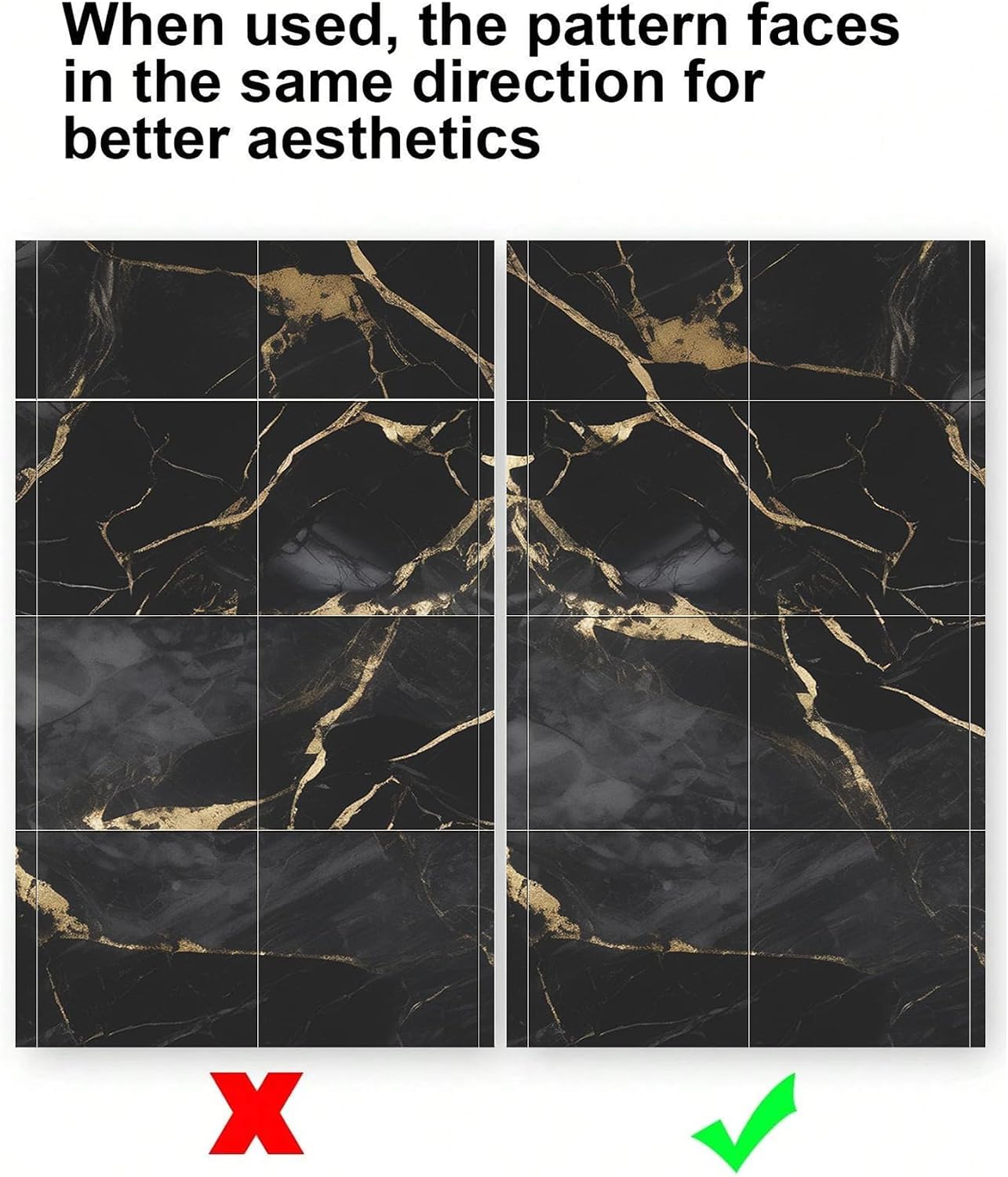 Chejiaye 10pcs Marble Peel and Stick Backsplash Waterproof Washroom Wall Panels, Peel and Stick Tile, PVC Foam Wall Panels for Kitchen,Bathroom,Living Room,Blue and Gold(Not Real Tile,11.8" x 11.8")