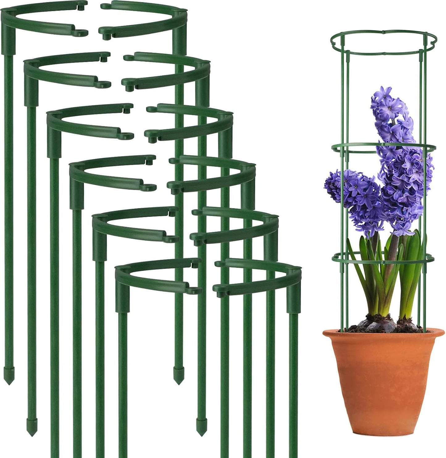 14Pcs Plant Support Stake Half Round Plant Support Ring Garden Flower Support for Tomato, Hydrangea, Indoor Plants, 6.3" Wide X 10.3" High