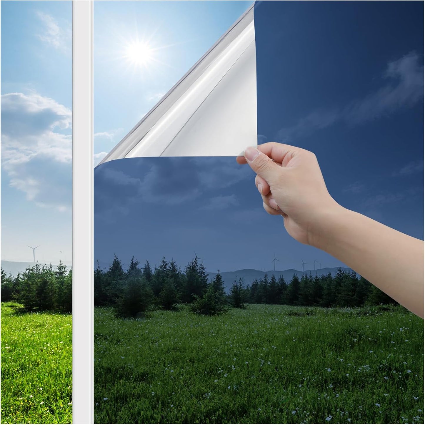 Haton Window Privacy Film, Stained Glass Rainbow Film Decorative Window Clings, Static Cling Sun Blocking Stickers Decals Coverings Tint for Home Heat Control, Non-Adhesive 17.5" x 78.7"