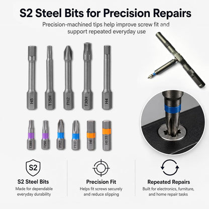 42 in 1 Magnetic Ratcheting Screwdriver Set with T-Handle, Multi-Bit Repair Tool Kit with Compact Case for Electronics, Appliances, Computer, Doorbell, Laptop, Furniture & Home Repair