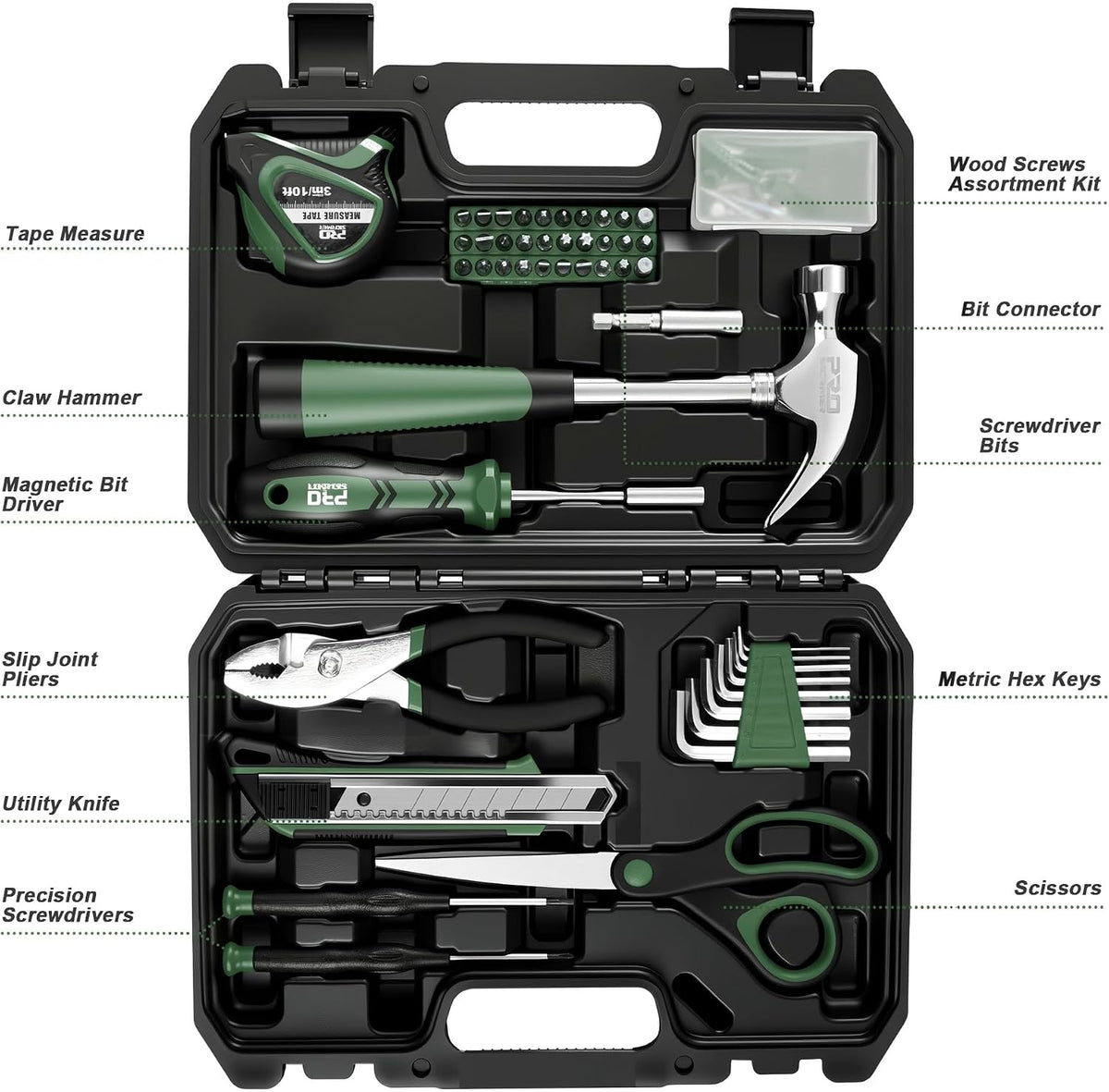 Prostormer 93-Piece Tool Kit, Basic Household Repair Tool Set with Toolbox Storage Case, Small Starter Tool Box Kit for Homeowners and College Students (Blue)