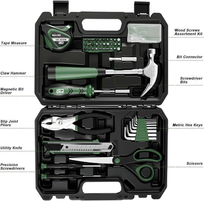 Prostormer 93-Piece Tool Kit, Basic Household Repair Tool Set with Toolbox Storage Case, Small Starter Tool Box Kit for Homeowners and College Students (Blue)