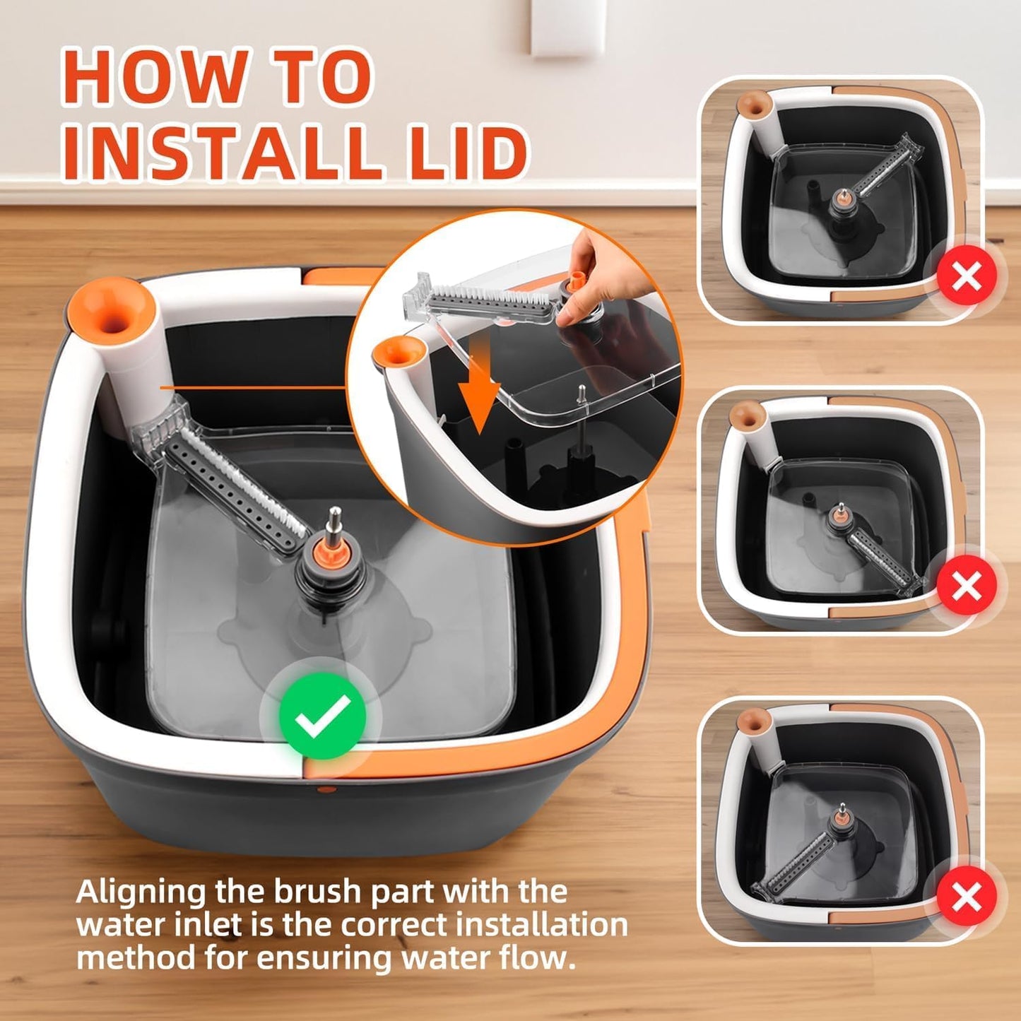 Spin Mop and Bucket Set with 2 Replaceable Microfiber Mop Pads with Self Separation Dirty and Clean Water System, Self Wringing 360° Rotating Square Mop Head for Hardwood Tile Marble Floors