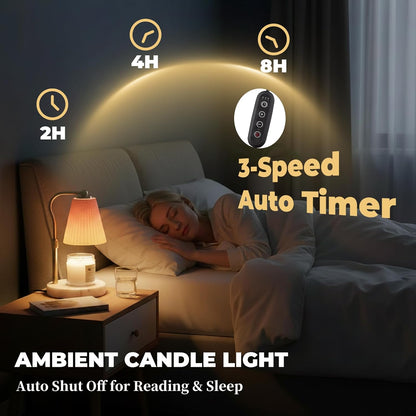 LALISU Candle Warmer Lamp with Timer and Dimmer, Vintage Electric Melter Candle with 2 Bulbs, Melter Scented Height Adjustable Compatible with Jar Candles, House Warming Gifts (Black)