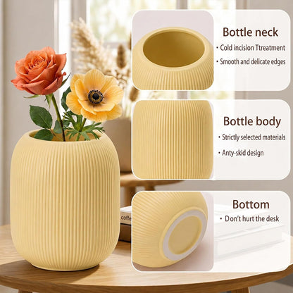 Ceramic Vase Set for Decor, Small Bud Vases, Pastel Decorative Vases for Table, Shelf, Living Room, Kitchen, Nursery, Dorm, (White)