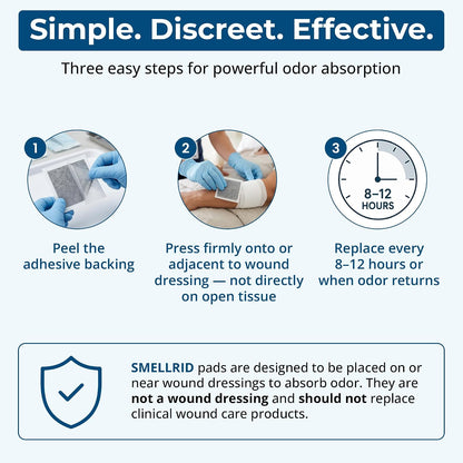 SMELLRID Activated Charcoal Odor Absorber Pads – 12 Unscented Adhesive (4"x4") Charcoal Pads for Body Odor, Flatulence & Personal Care Environments – 100% Coconut Shell Carbon
