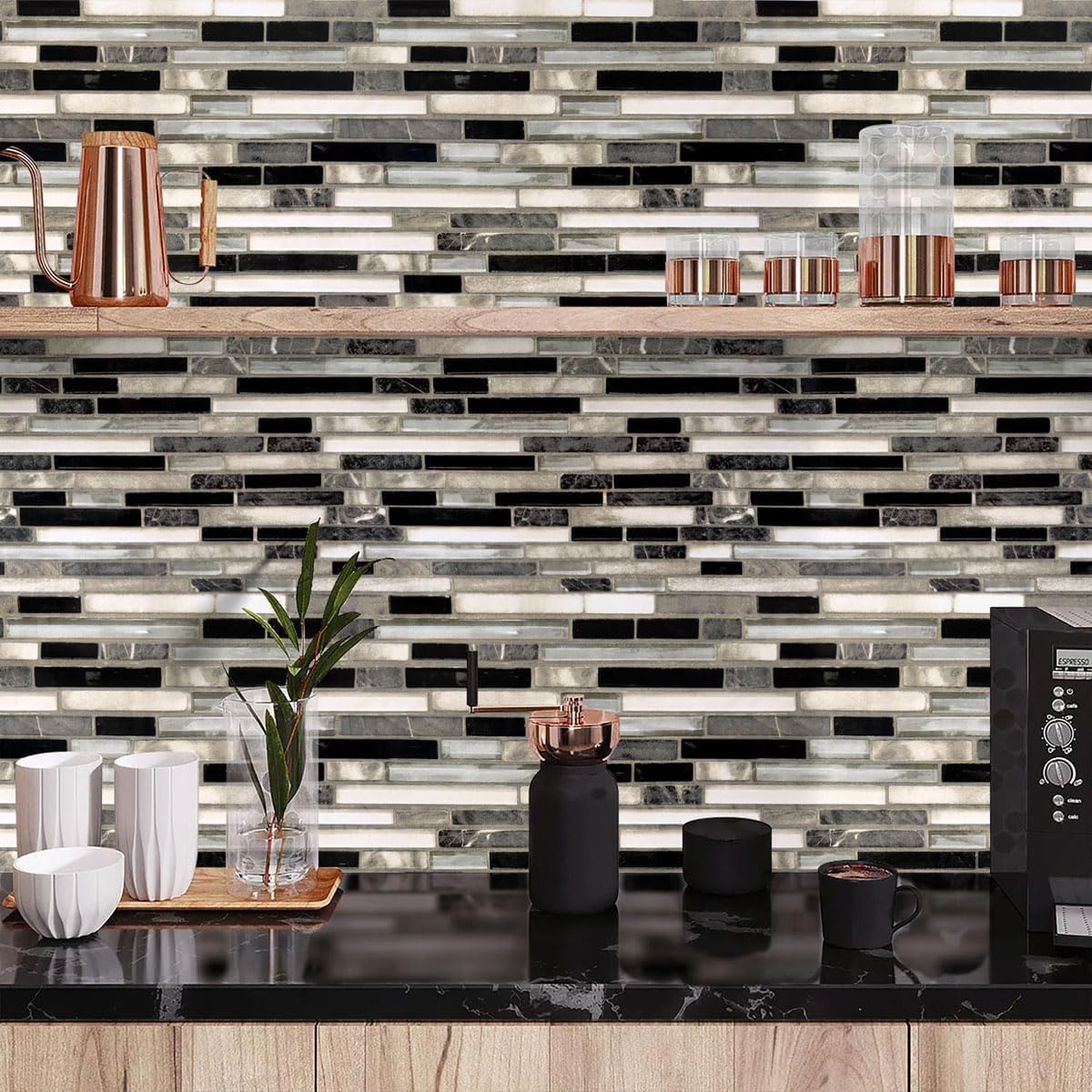 Livebor Peel and Stick Backsplash Wallpaper Kitchen Backsplash Wallpaper 11.8inch x 118.1inch Tile Contact Paper Kitchen Peel and Stick Countertops Waterproof Contact Paper for Bathroom Tile Vinyl