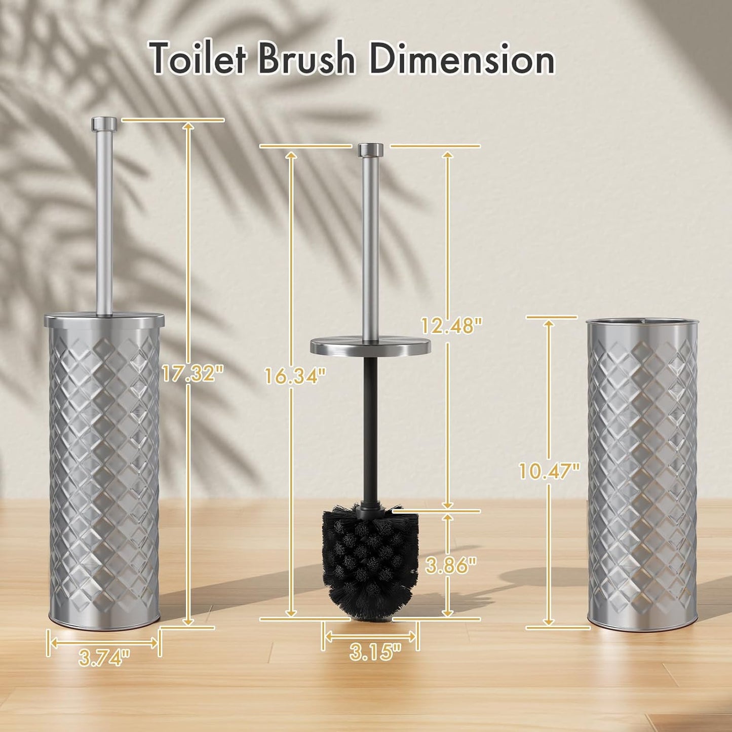 Toilet Bowl Brush and Holder Set 2 Pack with 4 Extra Brush Heads | Extra Long Handle with Splash Guard Cover, Tool-Free Installation, Bathroom Space-Saving, Cleaner Sets for Apartments, RV (White)