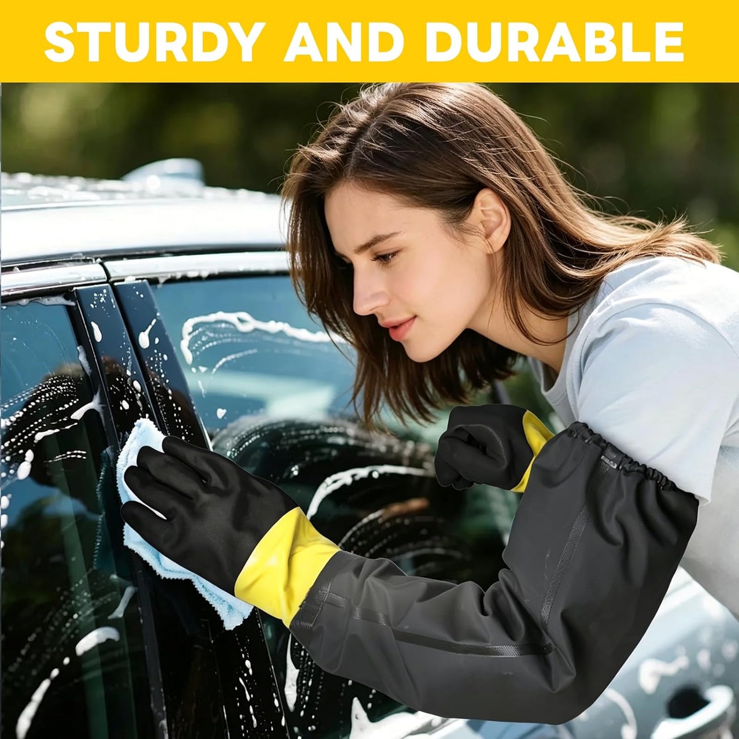 Full Arm Pond Gloves with Fleece lining Extra Long Waterproof Gloves for Pond Cleaning Care/Machinery Industry 30-inch