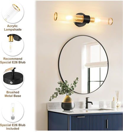 Morauroral Gold Battery Operated Wall Sconces Set of Two, Rechargeable Wall Sconce with Dimmable Remote Control, 20 Inch Wireless Sconce Wall Light for Bedroom, Living Room (Bulbs Included)