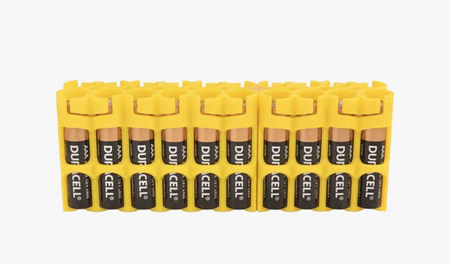 AA Battery Storage Caddy by Storacell, Yellow - Holds 24 Batteries (Not Included)