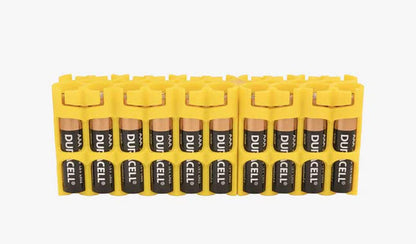AA Battery Storage Caddy by Storacell, Yellow - Holds 24 Batteries (Not Included)