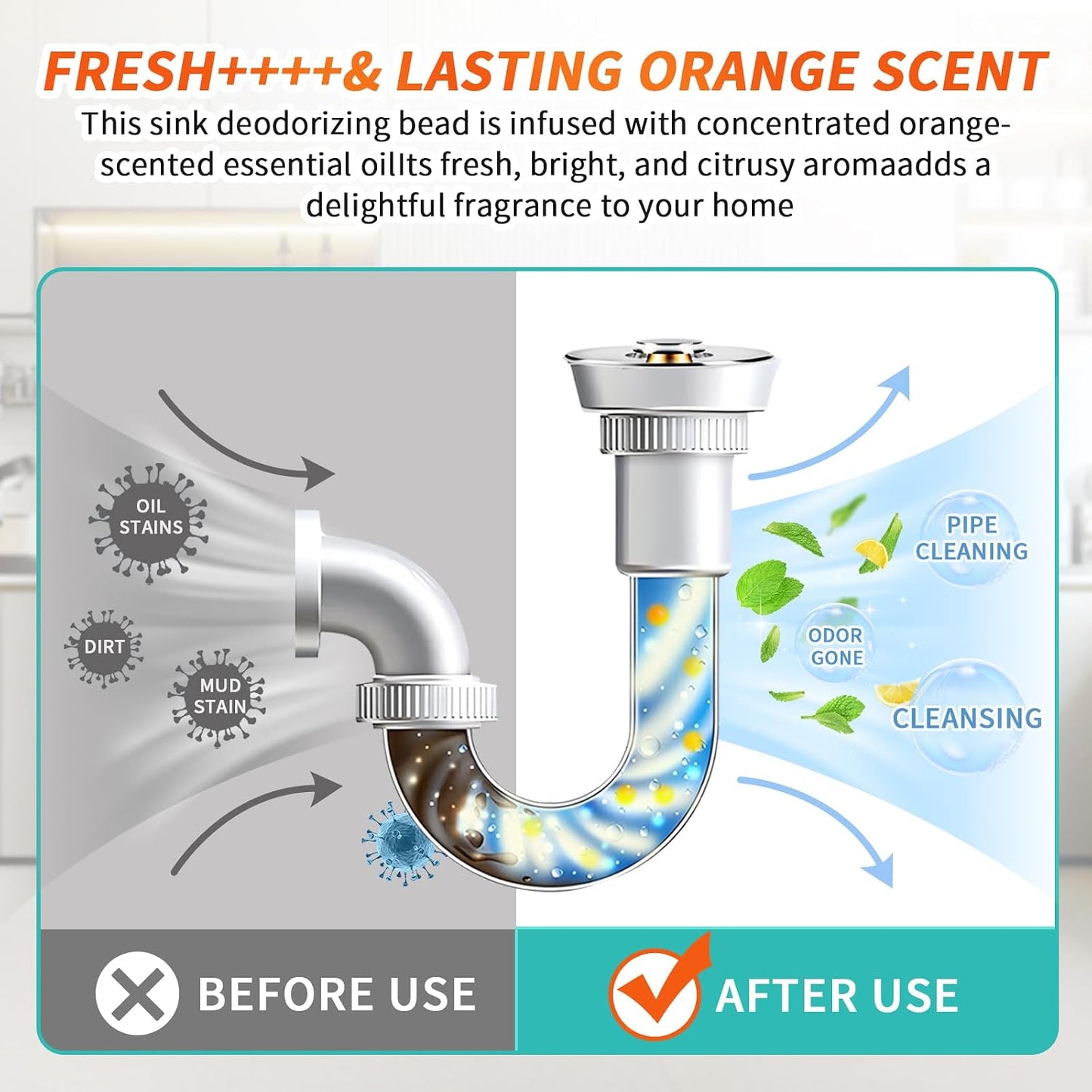 50 Count Garbage Disposal Cleaner and Deodorizer – Sink Odor Eliminator, New Powerful XL Sink Drain Freshener Pods | Dissolves Grease, Eliminates Odors, Lemon Zest Scent