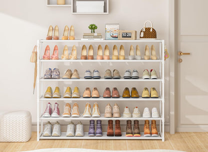 LUKYTOWER Extra Long Shoe Rack 2 Tier Shoe Storage Organizer Wide Stackable Shoe Organizer Racks for Closet Entryway,Shoe Shelf Stand Sturdy Durable Shoes Rack Holder Save Space