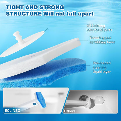 Disposable Toilet Brush with 48 Refills,Cleaning wand,No-Touch Hygienic Cleaning System