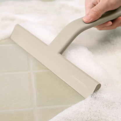 dancemoon JustHang Shower Squeegee for Glass Doors, All-One-Piece Award-Winning Silicone Squeegee with Built-in Hook for Bathroom, Window, Mirror, Tile Wall,Car, Streak-Free Cleaner Tool,10-Inch Black