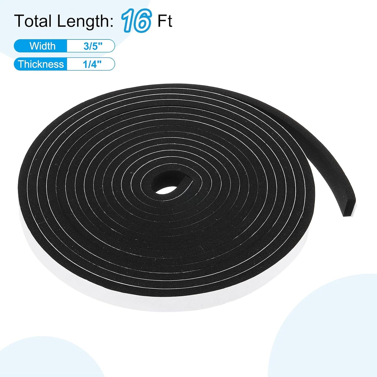 PATIKIL Weather Stripping Door Seal Strip, 3/8 Inch x 1/4 Inch x 32 Ft Self Adhesive Soundproof High Density Foam Tape Insulation for Door Window Air Conditioning, White - Colors B