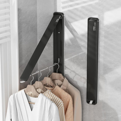 Retractable Clothes Drying Rack for wall clothes hanger rack for Laundry | Folding Hanger Rack Laundry Hanger Dryer Rack, Easy to Install, Closet Storage Organization, Space Saving Aluminium,Walnut