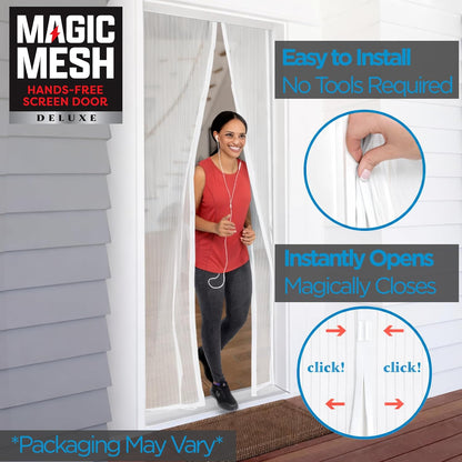 Magic Mesh Deluxe, Black | Magnetic Screen Door, Heavy Duty, Magnetic Closure, Door Net, Patio Screen, Sliding Door Screen, Bug Screen for Doorways, Kid & Pet Friendly | Size 39" x 83" (Pack of 1)