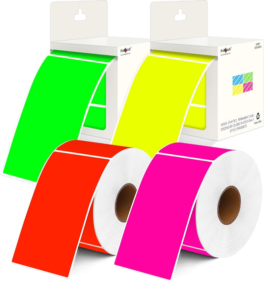 PARLAIM 3 x 5 inch Rectangle Sticker Labels, 250PCS Adhesive Color Coding Stickers for Moving Box Inventory Label, Fluorescent Green