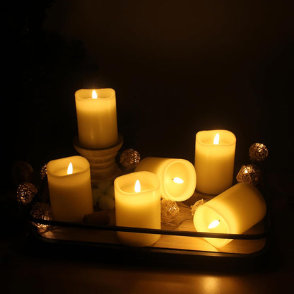 Stonebriar 6 Count White Real Wax 3x3 Flameless LED Pillar Candles with Remote and Timer
