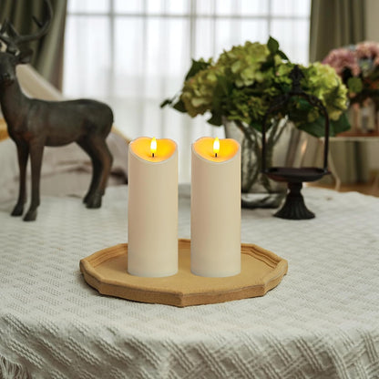 Homemory Dripping Wax Flameless Candles, Battery Operated Candles with Remote Control and Timers, LED Pillar Candles, Electric Fake Candles, 3" x 6", Set of 2