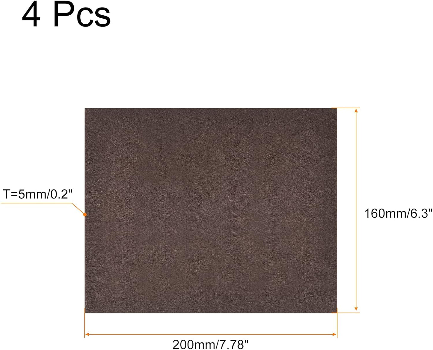 uxcell Felt Furniture Pads, 1.5-inch x 1-inch Self Adhesive Cuttable Anti Scratch Square Floor Protectors for Furniture Legs Hardwood Floor, Brown 16Pcs