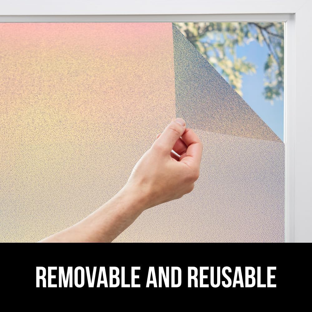 Gorilla Guard Window Privacy Film, Removable Two Way Sun Blocking, Reusable No Residue Stickers, Strong Static Clings to Glass Windows, Decorative Bathroom Door Coverings, 17.5 x 78.7 Inch, Frosted