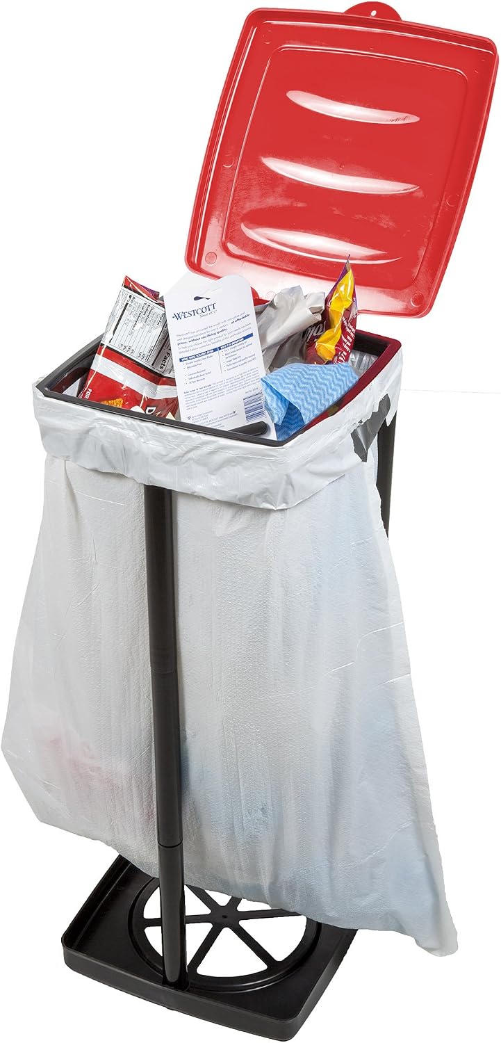 Wakeman Heavy Duty Black Trash Bag Portable Trash Bag Holder Stand with 7 Bags - Collapsible Trash Can Camping, RV, Kitchen, or Tailgate Party Garbage Bag Holder
