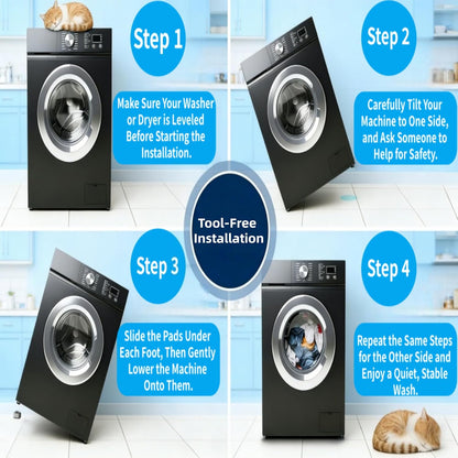 Anti Vibration Pads for Washing Machine, 4Pcs Washer Feet - Stops Moving, Walking - Prevents Noise, Vibration Transfer, Universal Size