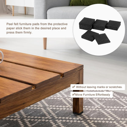 uxcell Furniture Pads, 16Pcs 2.5" - Square Self Adhesive Felt Furniture Pads, Floor Protectors for Furniture Feet Chairs Legs Hardwood Floors (Brown)