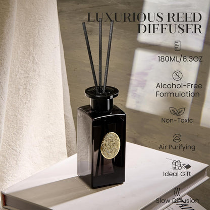 M&SENSE 6.3 oz Large Reed Diffuser Set | Lime+Basil Scent Oil Diffuser with Sticks | Hotel Collection Non-Toxic Home Fragrance |for Bedroom Bathroom Living Room - Colors A