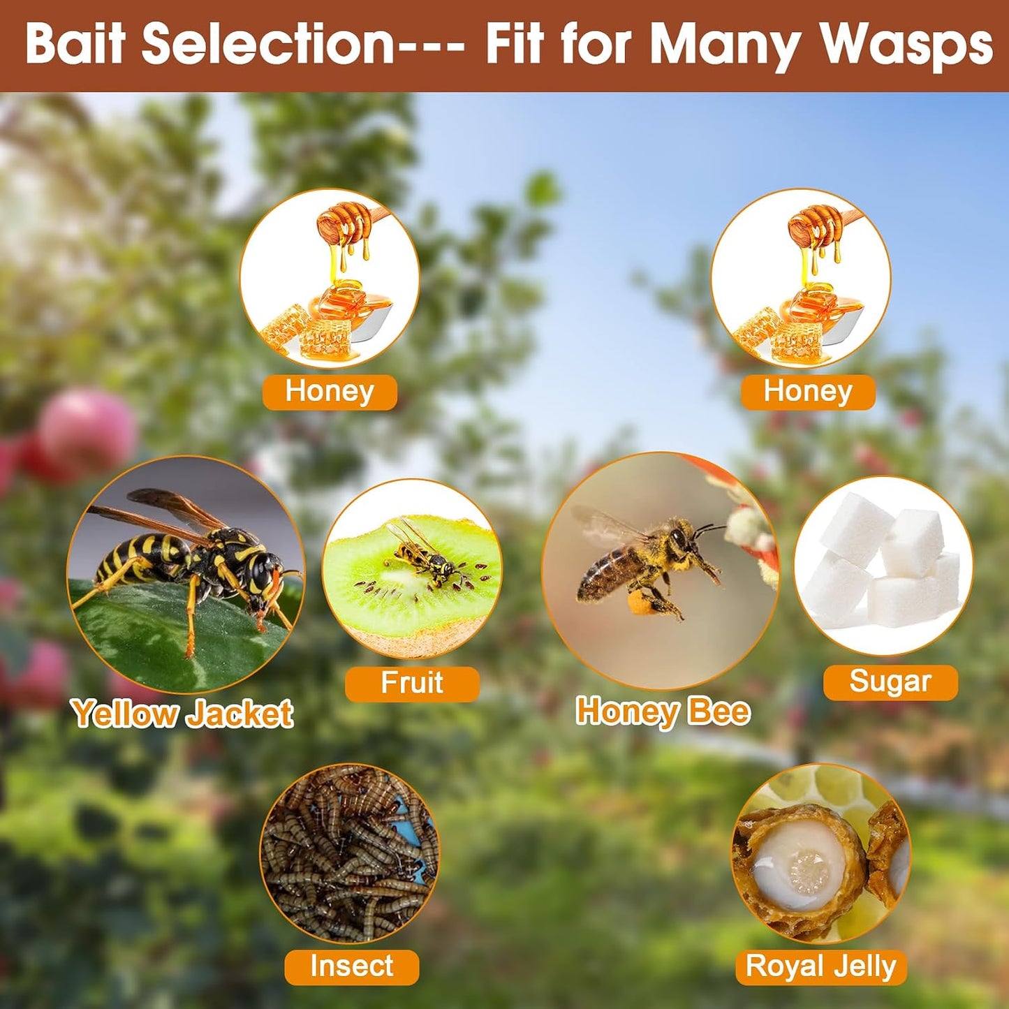 6 Pack Disposable Wasp Traps Outdoor Hanging Yellow Jacket Trap Carpenter Bee Traps for Outside Wasp and Hornet Traps Catcher Killer for Fly, Insects and Bug Outdoor Hanging Bag