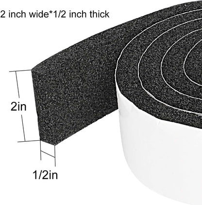 Seal Foam Tape,1/2 Inch W x 1/8 Inch T Weather Stripping for Door and Window,High Density Single Sided Closed Cell Door Insulation Weather Strip, 3 Rolls Total 50FT Black