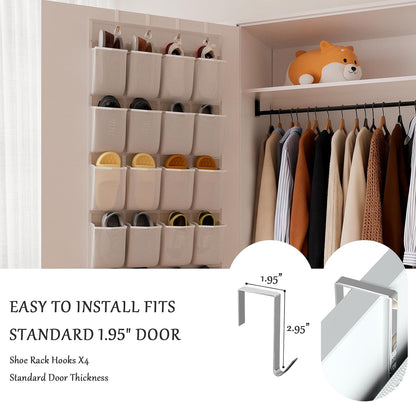 homyfort Over the Door Shoe Organizer, Hanging Shoe Rack Storage Holder with 24 Large Pockets for Closet Door, Men Women Kids Shoes, Cruise (Black)