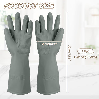 uxcell Rubber Cleaning Gloves, Reusable Household Dishwashing Long Rubber Gloves with Non-slip Grip
