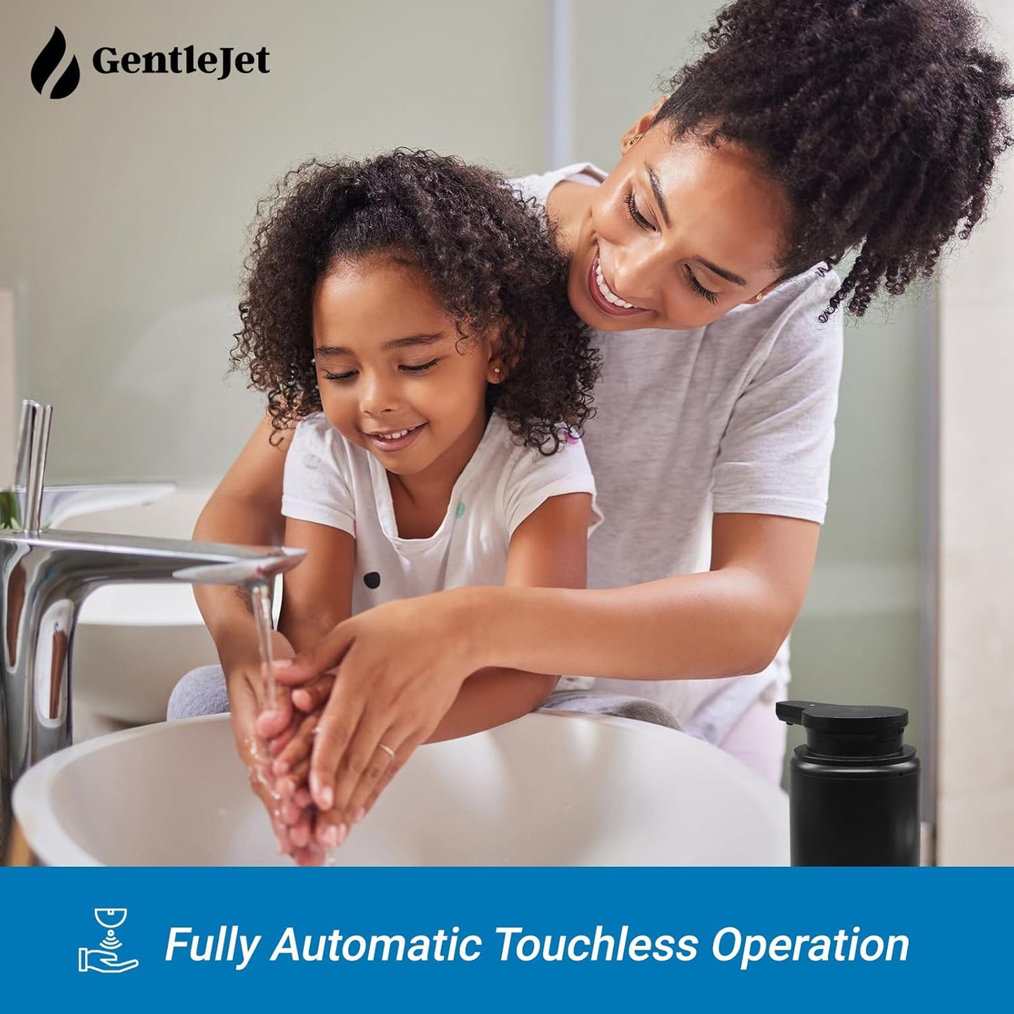 GentleJet SimpleFoam Automatic Foaming Soap Dispenser – Touchless Sensor, USB-C Rechargeable, IPX5 Waterproof, Dual Output for Bathroom Kitchen Sink, ABS Compact Design