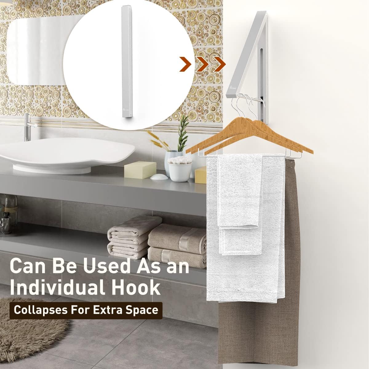 Drying Rack Wall Mounted Clothes Hanger Folding Wall Coat Racks Aluminum Home Storage Organiser Space Savers
