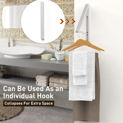 Drying Rack Wall Mounted Clothes Hanger Folding Wall Coat Racks Aluminum Home Storage Organiser Space Savers